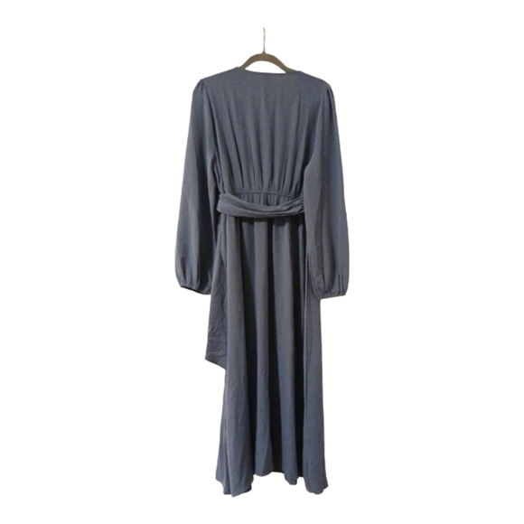 Smoke Blue Gauzy Maxi Dress Elastic Waist Dress - Picture 3 of 10